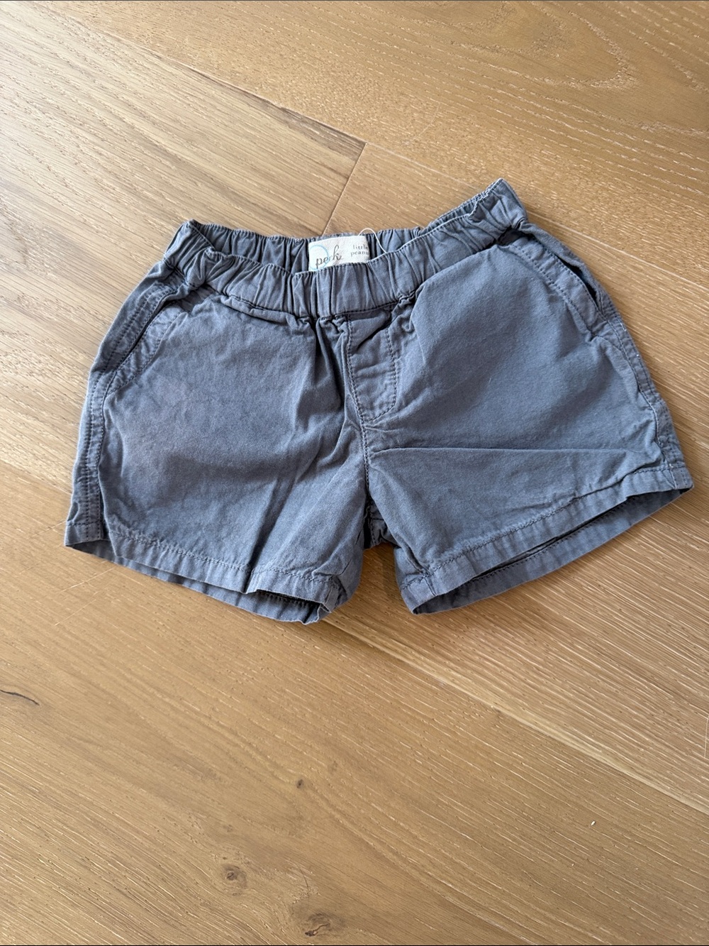 Peek Kids Gray Elastic-Waist Cotton Shorts